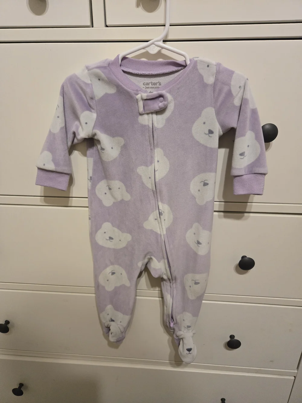 Carter's Lavender Bear Print Fleece Footed One-Piece 6M